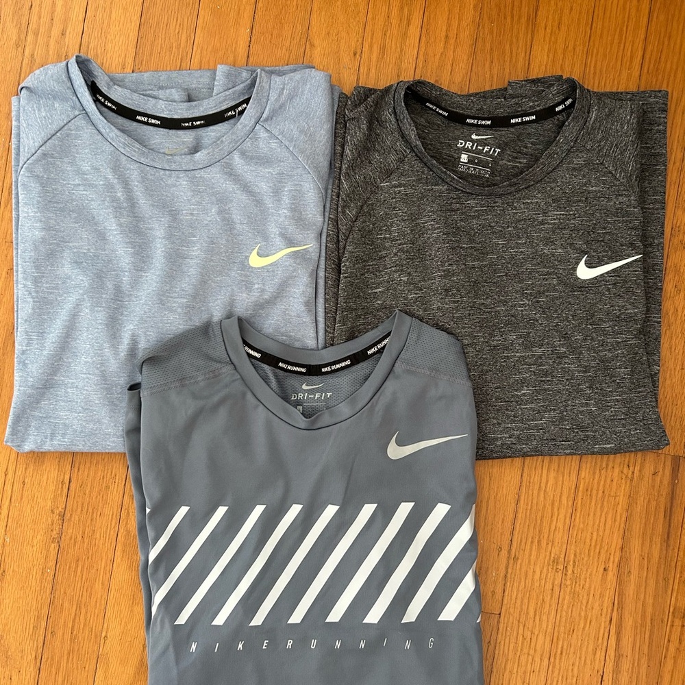 Nike Dri-FIT Athletic Shirts - Light Blue, Dark Gray, Charcoal